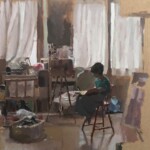 Lou lisant dans l'atelier<br />82 x 47cm Lou lisant dans l'atelier